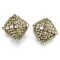Yves Saint Laurent Vintage Large Square Shape Silver Earrings With Crystals, Set of 2 1