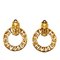 Chanel Vintage Cut-Out Logo Ring Drop Clip-On Earrings Costume Earrings, Set of 2, Image 2