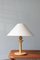 Tischlampe aus Holz mit beigem Schirm von Asmuth Leuchten 1
