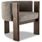 Modern Brass and Grey Boucle Malta 3 Leg Dining Chair by Egg Designs 1