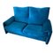 Vintage Blue Velvet 2-Seater Sofa by Vico Magistretti for Cassina, Italy, 1970s 3