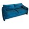Vintage Blue Velvet 2-Seater Sofa by Vico Magistretti for Cassina, Italy, 1970s 1