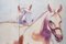 Tschechoslowakischer Künstler, Pferde, 1970er, Großes Acryl auf Leinwand 18
