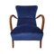 Blue Velvet Armchair, 1980s, Image 5