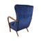 Blue Velvet Armchair, 1980s, Image 2