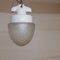 Antique German Ceiling Lamp with White Porcelain Mount and Relief Glass Shade, 1920s 1