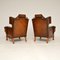 Antique Leather Wing Back Armchairs, 1920s, Set of 2 4