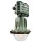 Vintage French Industrial Green Cast Iron and Clear Glass Pendant Lamp from Perfeclair, 1967, Image 1