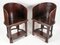 Set of Art of Asia Wooden Dignitary Armchairs with Footrests 2