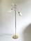 Triple Gooseneck Brass & Off White Fabric Floor Lamp, Sweden, 1950s 7