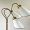 Triple Gooseneck Brass & Off White Fabric Floor Lamp, Sweden, 1950s 12