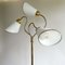 Triple Gooseneck Brass & Off White Fabric Floor Lamp, Sweden, 1950s, Image 10