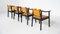 Mid-Century Modern 4 Armchairs in Wood and Leather in the style of Scarpa, Italy, 1960s, Set of 4 2