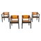 Mid-Century Modern 4 Armchairs in Wood and Leather in the style of Scarpa, Italy, 1960s, Set of 4 1