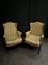 Late 19th Century Louis XVI Wing Chairs in Yellow Silk Fabric, Set of 2 1