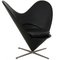 Silla Heart Cone de cuero clásico negro de Verner Panton, años 90, Imagen 3