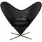 Silla Heart Cone de cuero clásico negro de Verner Panton, años 90, Imagen 1