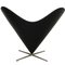 Silla Heart Cone de cuero clásico negro de Verner Panton, años 90, Imagen 4