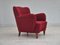 Butaca Relax danesa de algodón y lana rojos, años 60, Imagen 1