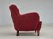 Danish Relax Armchair in Red Cotton & Wool, 1960s 4
