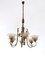 Vintage Six-Arm Brass and Brown Blown Glass Chandelier attributed to Paolo Buffa, 1930s 3