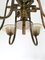 Lámpara de araña vintage de seis brazos de latón y vidrio soplado marrón atribuida a Paolo Buffa, años 30, Imagen 6