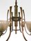 Lámpara de araña vintage de seis brazos de latón y vidrio soplado marrón atribuida a Paolo Buffa, años 30, Imagen 10