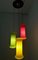 Red, Yellow and Green Three-Light Cased Glass Chandelier attributed to Vistosi, Italy 2
