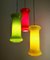 Lampadario a tre luci in vetro rosso, giallo e verde attribuito a Vistosi, Italia, Immagine 5