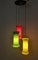 Red, Yellow and Green Three-Light Cased Glass Chandelier attributed to Vistosi, Italy 8