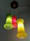 Lampadario a tre luci in vetro rosso, giallo e verde attribuito a Vistosi, Italia, Immagine 6