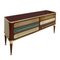 Italian Sideboard in Wood with Colored Glass, 1950s, Image 3