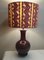 Vintage Table Lamp with Wine-Red Ceramic Base and Handmade Fabric Shade by Lamplove, 1970s 2