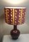 Vintage Table Lamp with Wine-Red Ceramic Base and Handmade Fabric Shade by Lamplove, 1970s, Image 3