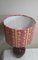 Lampada da tavolo vintage con base in ceramica rosso vino e paralume in tessuto fatto a mano di Lamplove, anni '70, Immagine 6