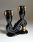 Mid-Century Candlesticks in Black and Gold Earthenware, 1950s, Set of 2 4