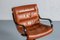 Vintage Brown Leather Swivel Armchair, Italy, 1970s, Image 4