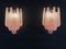 Vintage Pink Glass Petals Drop Wall Sconce, 1990, Set of 2 10