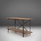 Tavolino industriale con struttura in metallo e ripiano in legno, Belgio, anni '20, Immagine 1