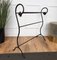 Italian Wrought Iron Towel Rack Rail with Curved Leaf Decor Legs, 1890s, Image 5