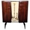 Hoher italienischer Mid-Century Art Deco Barschrank aus Holz mit Messingdekor, 1960er 1