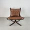 Midcentury Tan Leather Low Backed Falcon Chair by Sigurd Resell 2