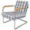 Swiss Blue Tartan and White Armchair by Werner Max Moser for Embru, 2000s, Image 1