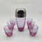 Vintage Set with Cocktail Shaker and Glasses in Pink Cracle Glass, 1960s, Set of 7 2