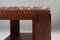 Art Deco French Side Table in Wood with Inlay and Red Marble Top, 1940s, Image 4