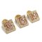 Square Cocomark No.5 No.19 Pin Badge Brooch in Rhinestone GP Gold Pink from Chanel, Set of 3 2