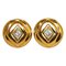 Round Diamond Rhinestone Earrings in Gold Plated Womens from Chanel, Set of 2 1
