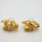 Chanel Pearl Stone Flower Earrings Ladies 97P Gold Fake Rhinestone, Set of 2 3