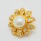Chanel Pearl Stone Flower Earrings Ladies 97P Gold Fake Rhinestone, Set of 2 5