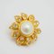 Chanel Pearl Stone Flower Earrings Ladies 97P Gold Fake Rhinestone, Set of 2 4